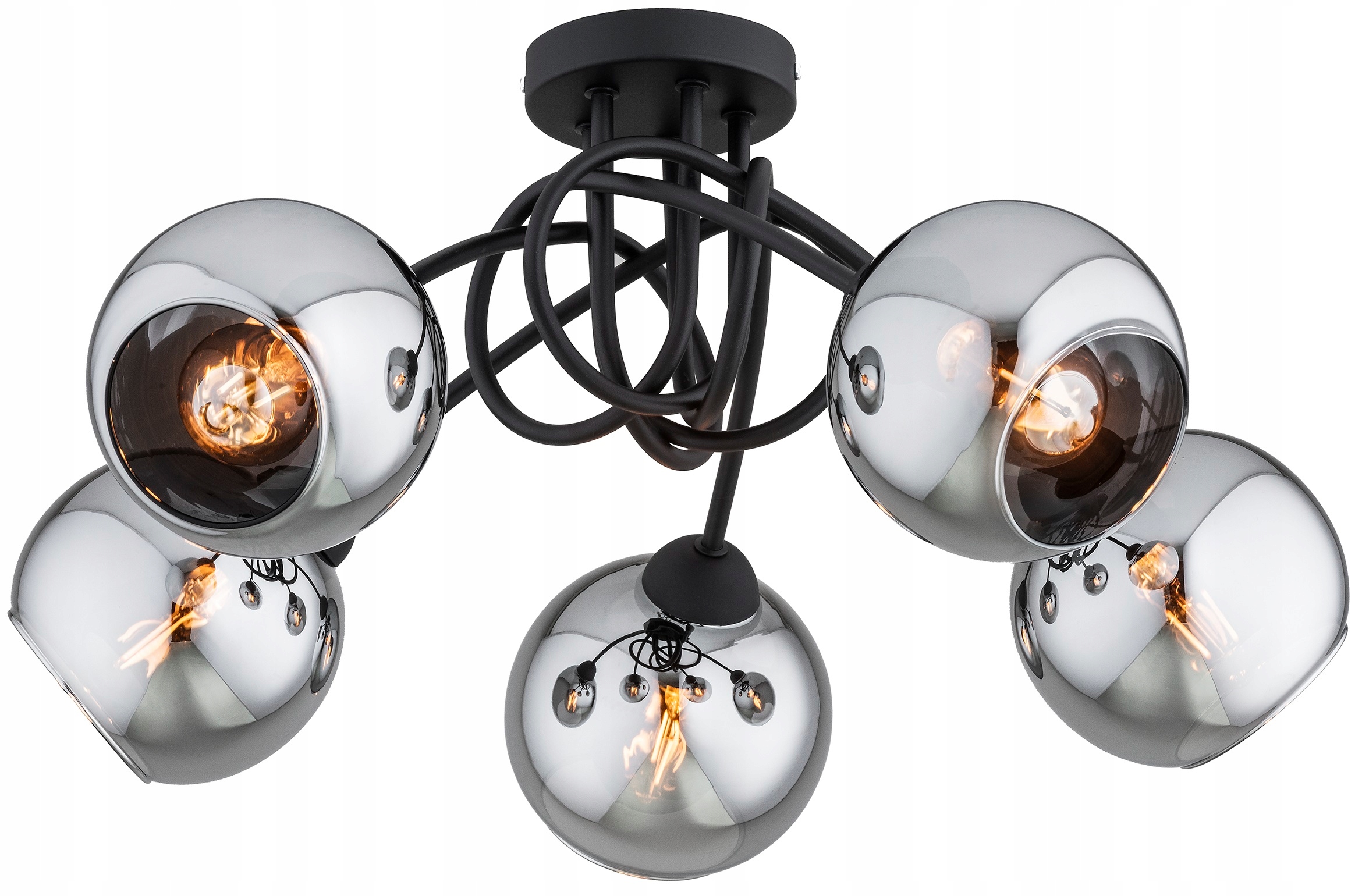 Lampa Wisząca Sufitowa Żyrandol Czarna Kula Chrom Dior Led E27