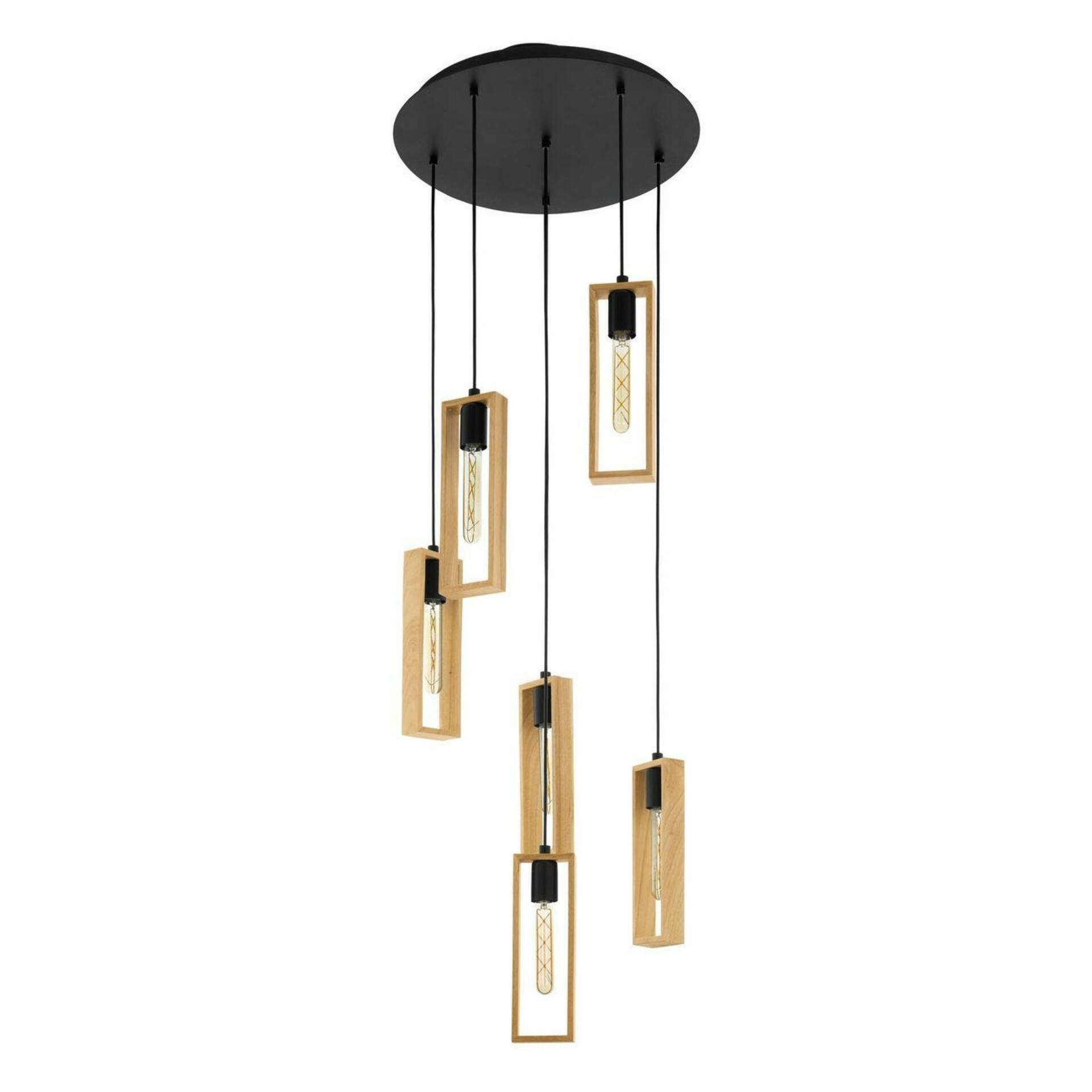 Závesné svietidlo Eglo Littleton 6xE27 čierna/drevo 1500mm