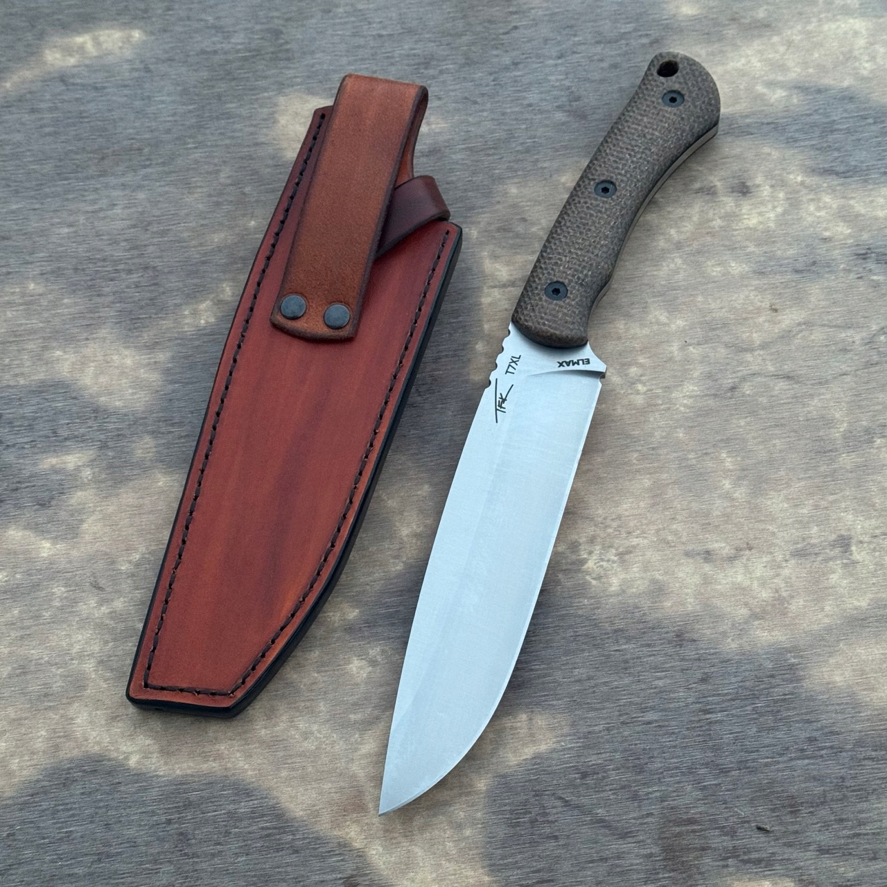 Nůž outdoor/survival T7XL Tfk Knives Satin Elmax |Micarta|Kožená Pouzdro
