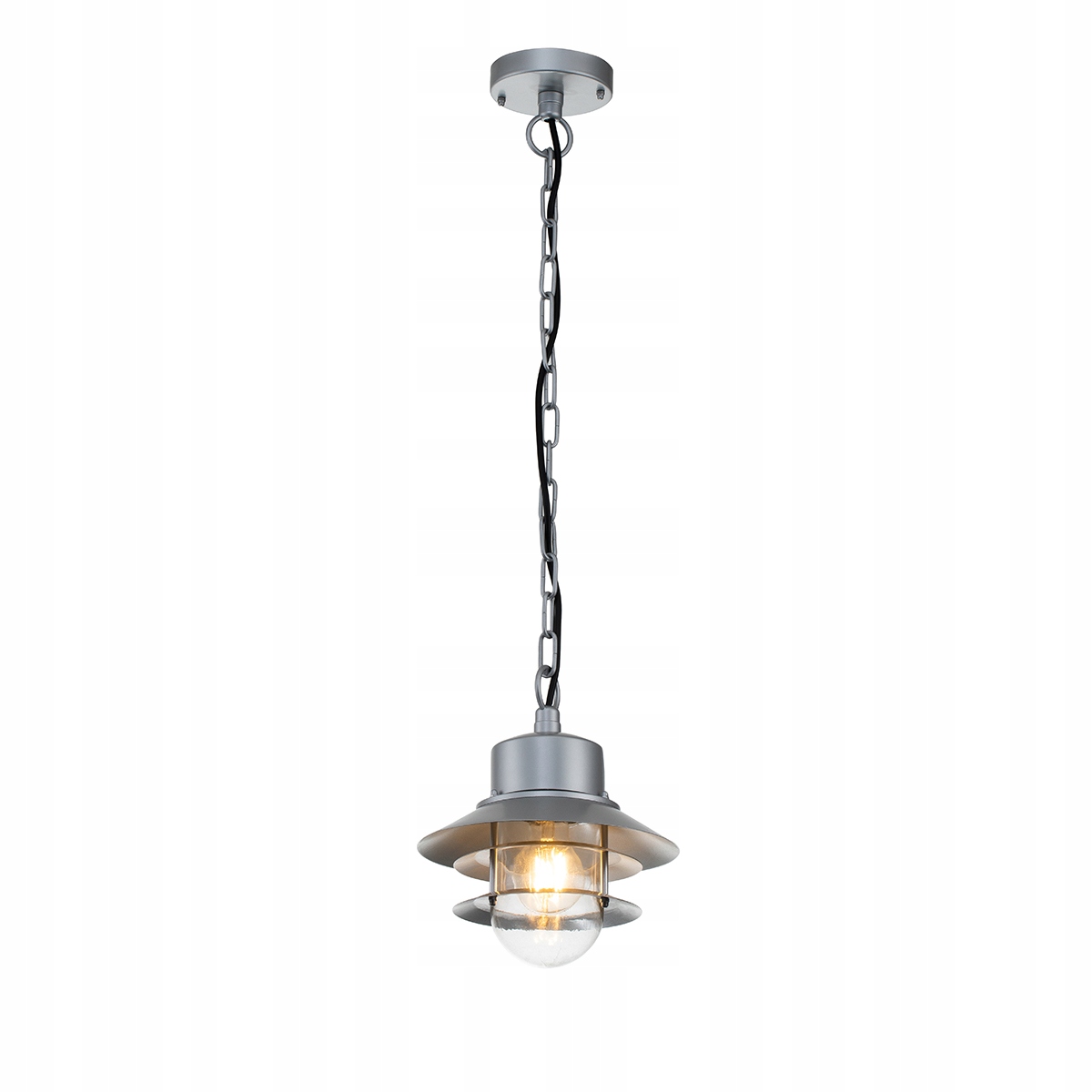 Venkovní závěsná terasová lampa industriální stříbrná na řetězu Elstead