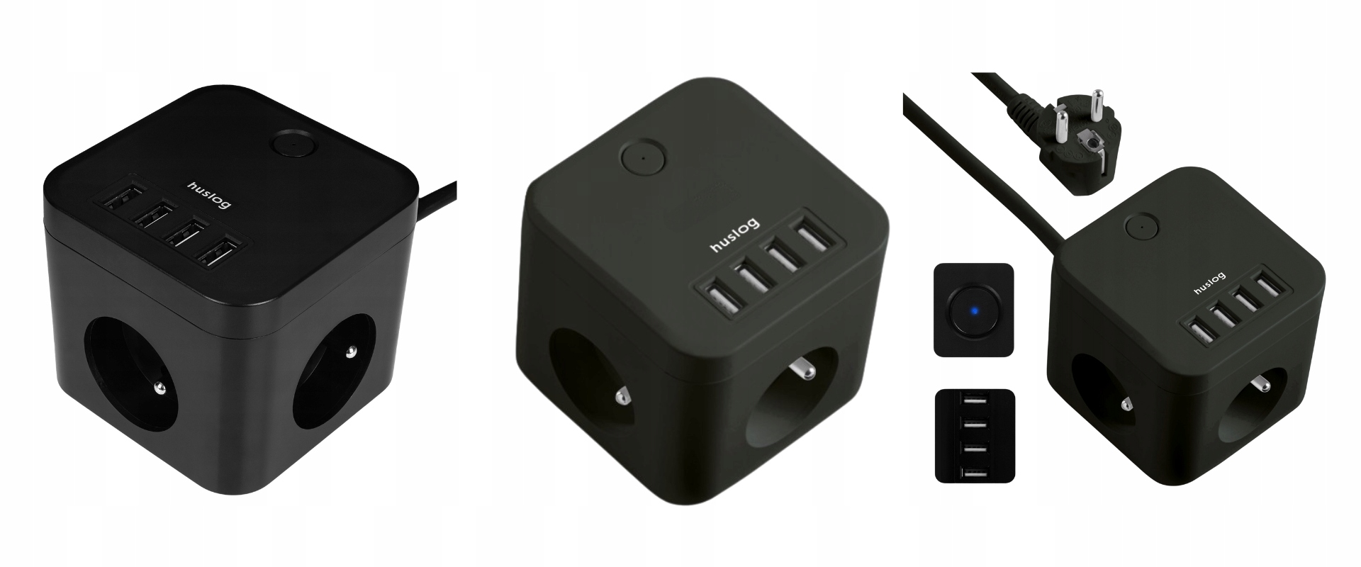 PRZEDŁUŻACZ LISTWA ZASILAJĄCA 4x USB 3 GNIAZDA 1,5m SMART KOSTKA Huslog Materiał izolacji polwinit