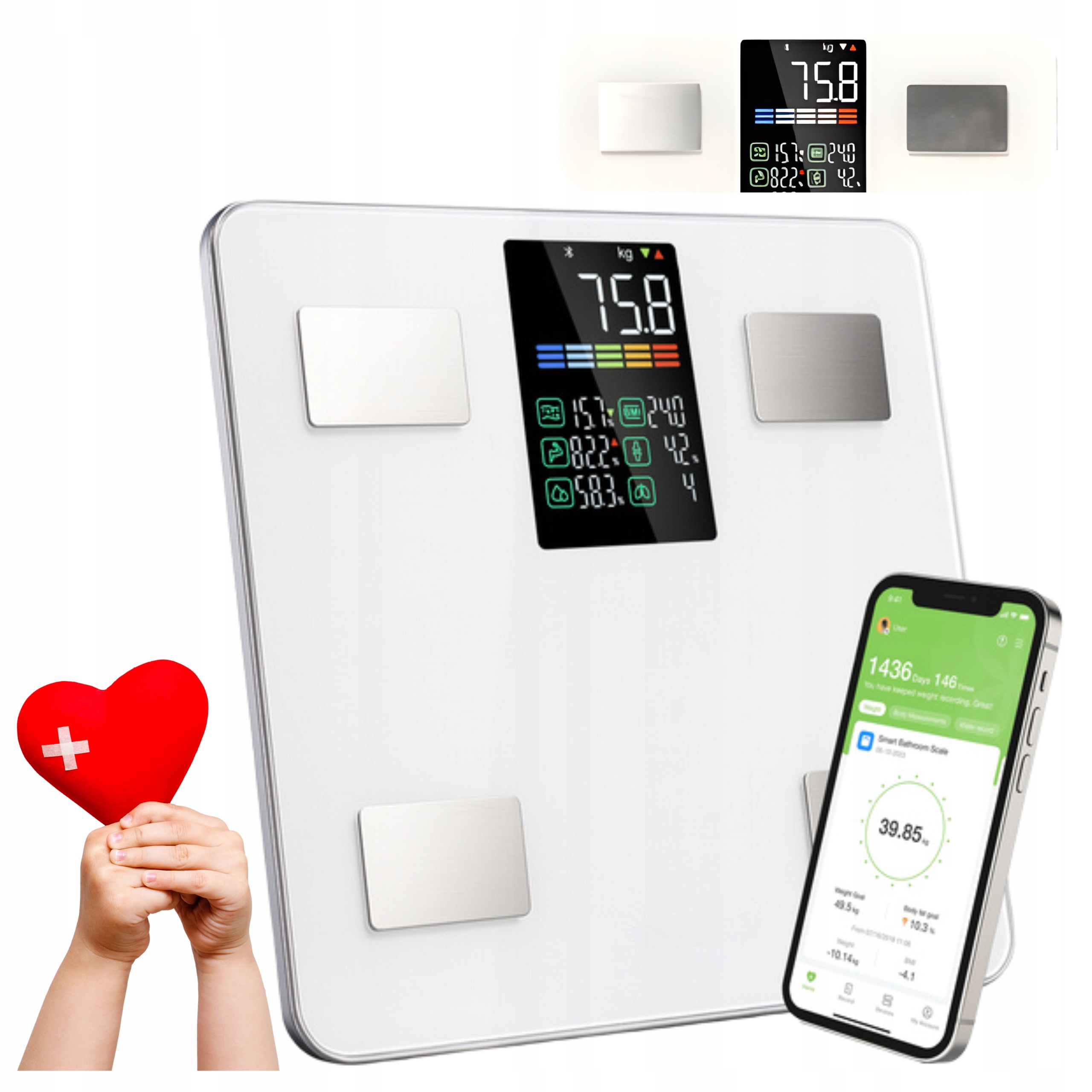 Waga Łazienkowa Analityczna 226kg Bmi Elektroniczna Analiza Ciała Biała