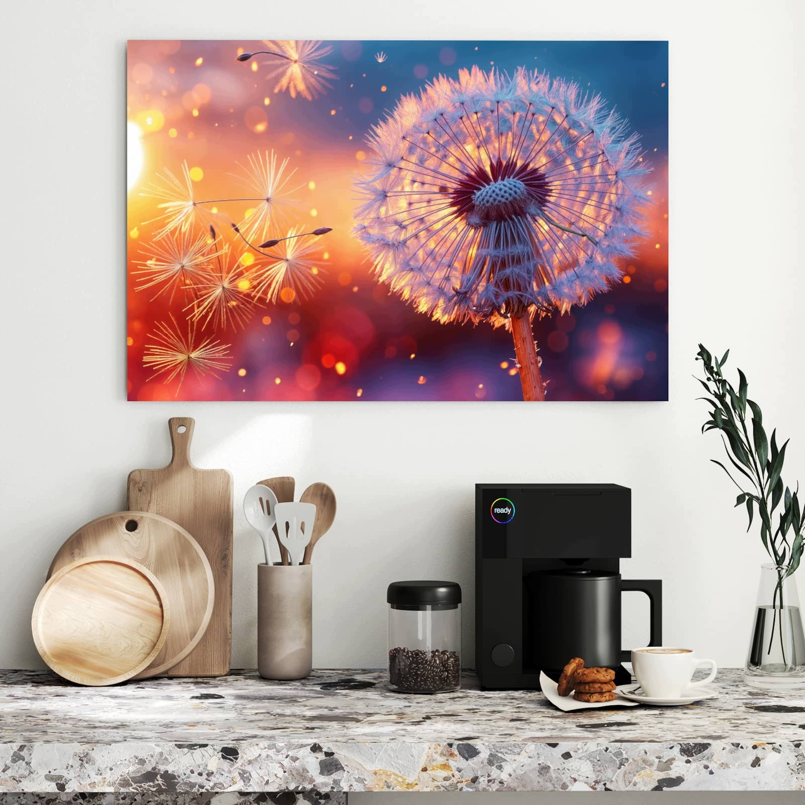 Magnetická tabule Pampeliška Západ slunce 90 × 60 cm