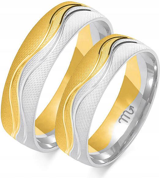 Zlatý snubní prsten na svatbu pro pár 585, 35 36 37, jedinečný model gravírování