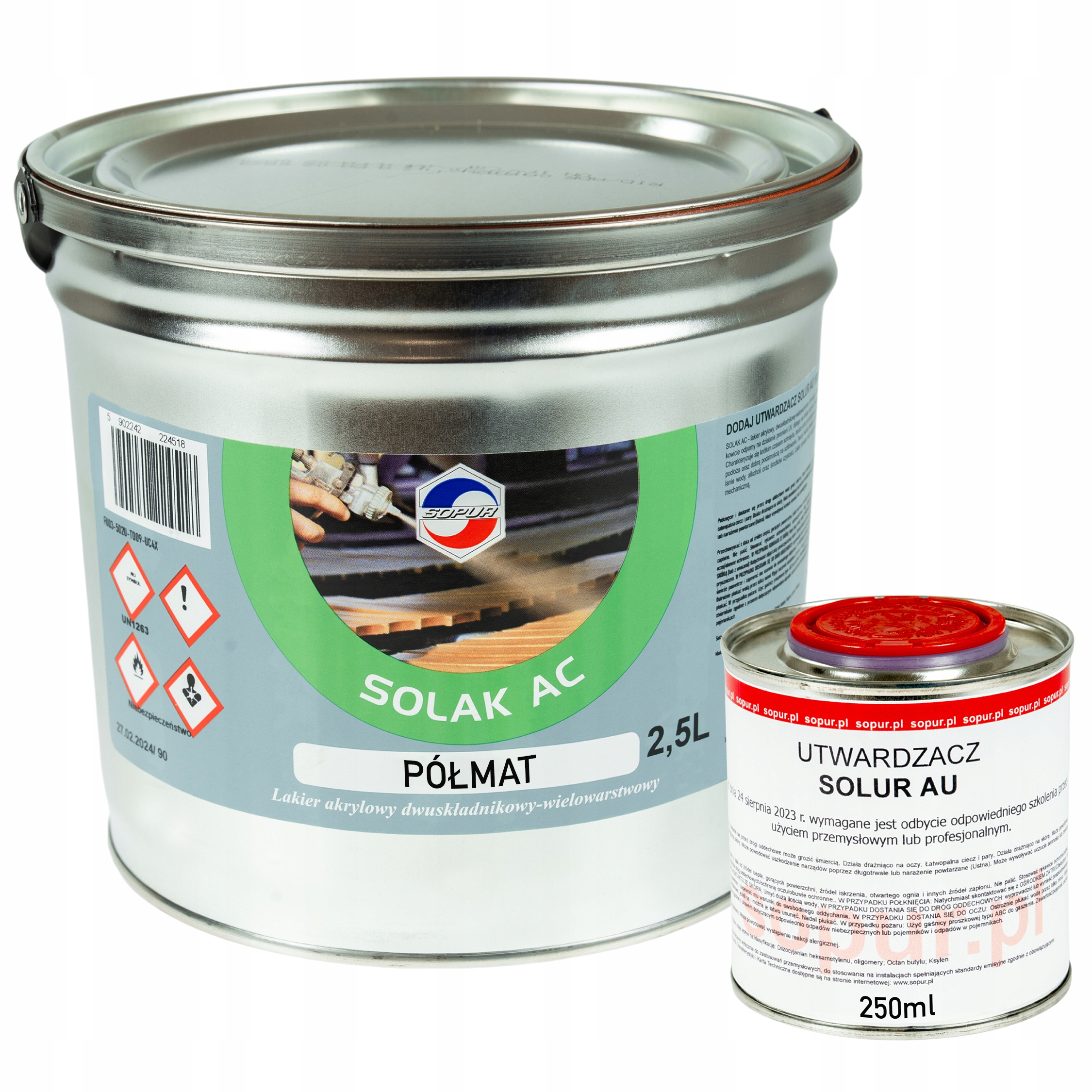 Lakier do mebli i blatów Sopur solak Ac bezbarwny półmat 2,5L akryl twardy
