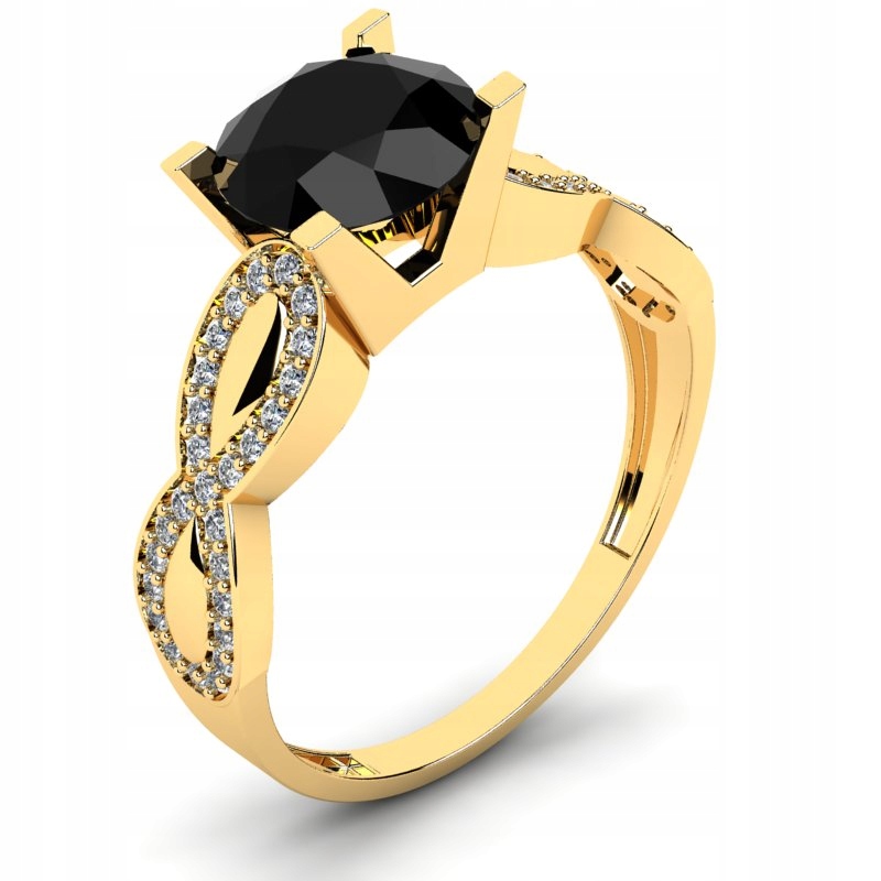 

Pierścionek Złoty Infinity Z Czarną Cyrkonią 14KR