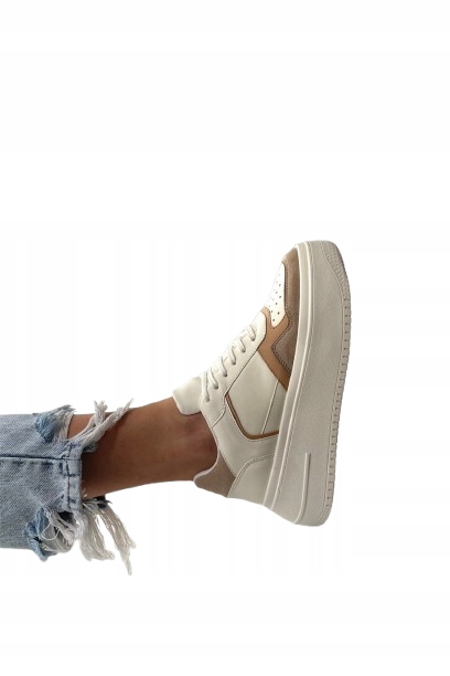 Sportovní Tenisky Béžovo-bílé S Semišovými Vložkami, Velikost 38,