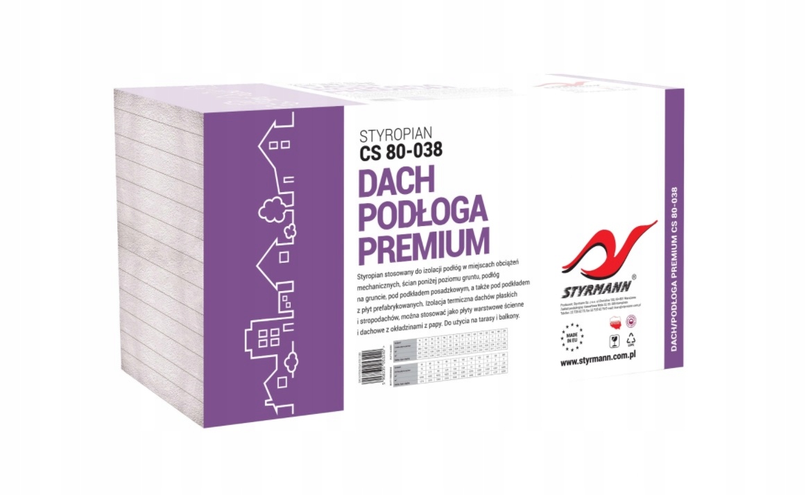 

Styropian Dach Podłoga EPS80 / 1cm / paczka 30m2