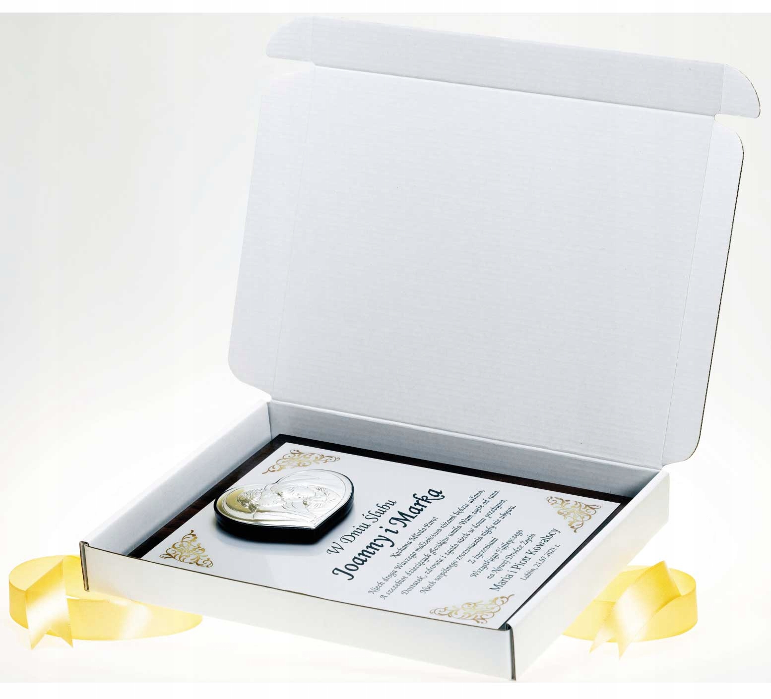 PREZENT na ŚLUB ŚLUBNY ŻYCZENIA dla MŁODEJ PARY PAMIĄTKA WESELE XL +pudełko Marka inna