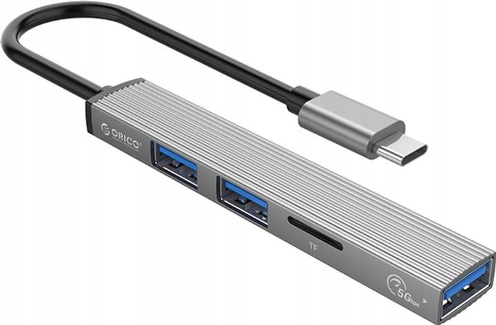 Orico Hub Usb-c 3xport Usb-a, czytnik microSD, alu