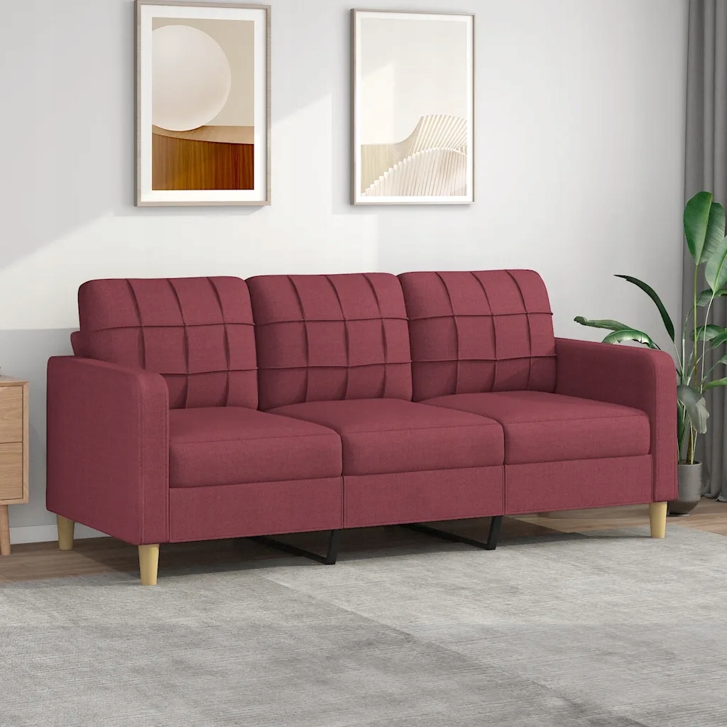 vidaXL 3místná pohovka vínová 180 cm textil
