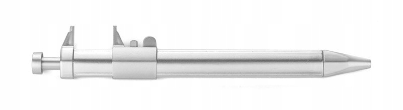 Długopis srebrny z suwmiarką miarka metrówka wkład niebieski Kolor Odcienie szarości i srebra