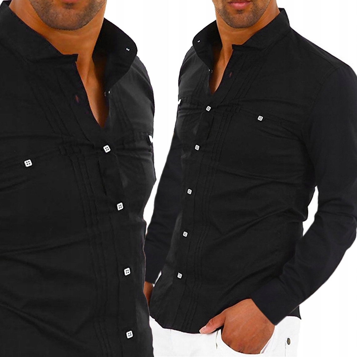 Koszula Męska Casual Stójka Codzienna Gładka NEW