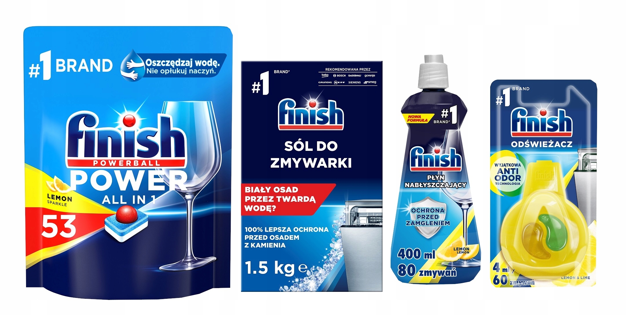 

Finish 4 szt Power All-in-1 zestaw do zmywarki XL