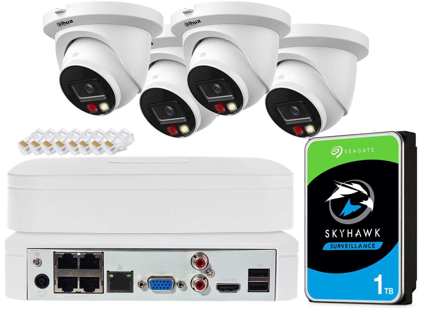 Sada na monitorovanie 4 kamier 4MPx Dahua Dual Light bez kábla