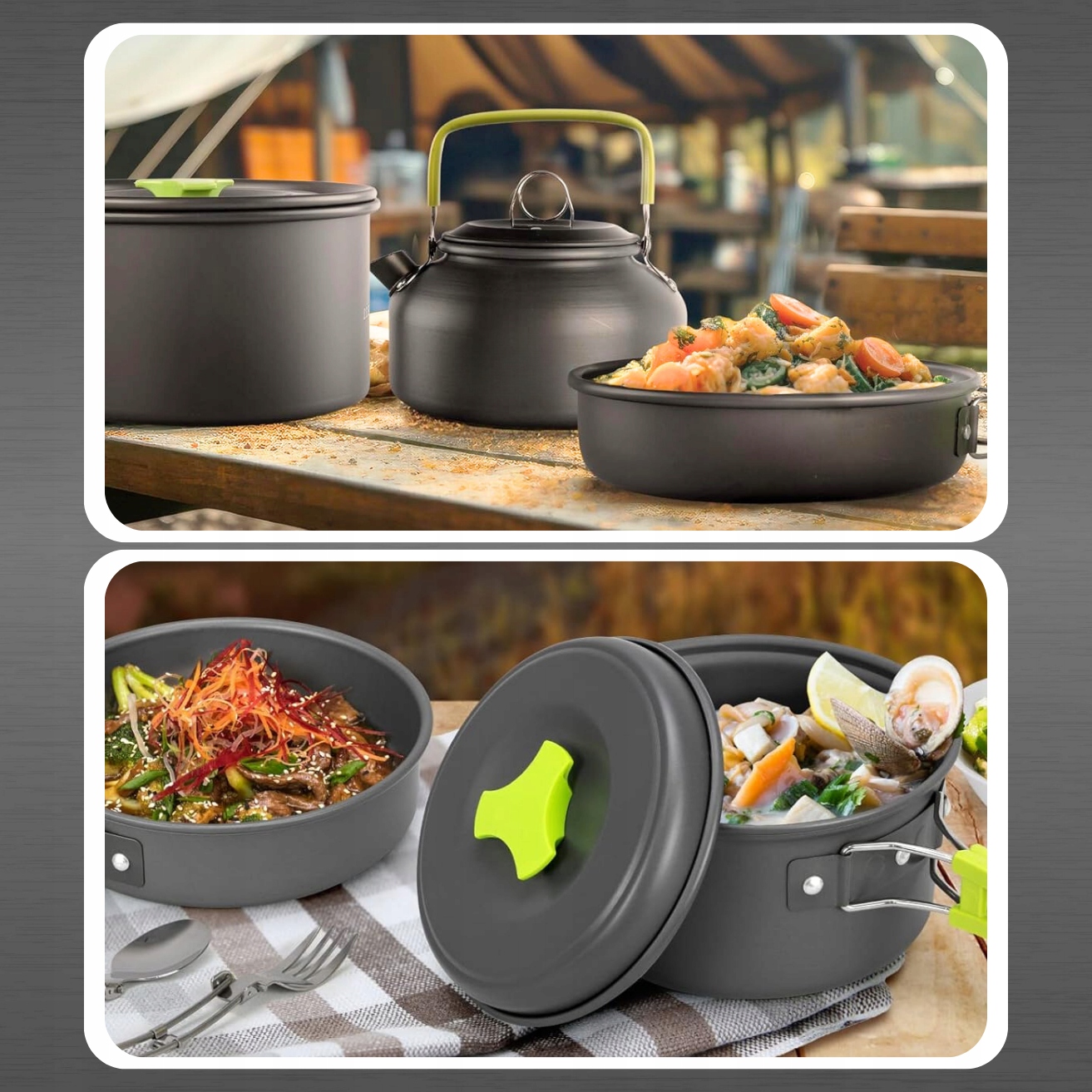 Naczynia Turystyczne Duży Zestaw 18w1 Garnek Patelnia Garnki Kemping XL Model 14224
