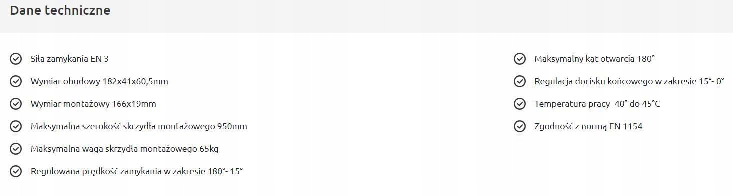 SAMOZAMYKACZ DRZWIOWY GERDA GD500 BRĄZOWY 65 KG Typ drzwi jednoskrzydłowe