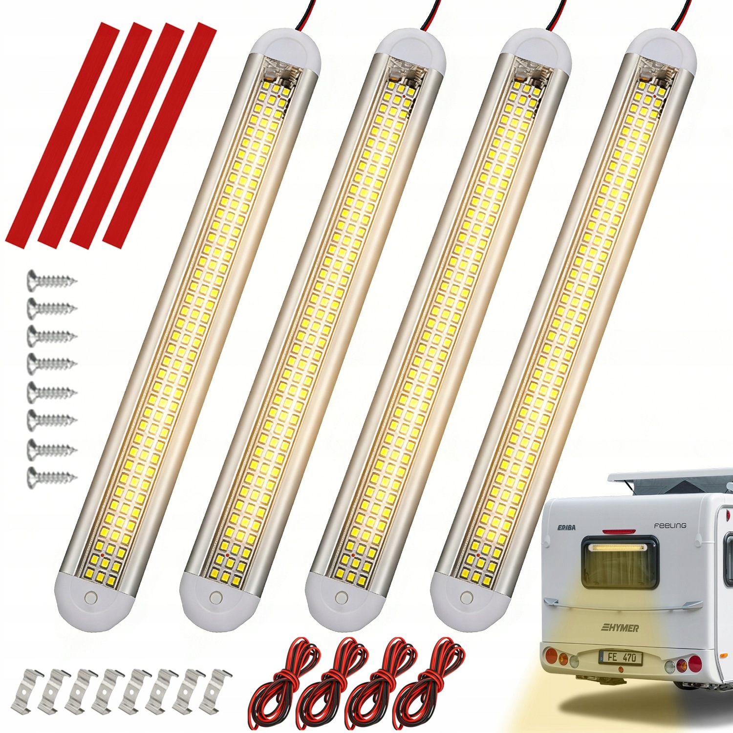 Led Lampa Osvětlení Karavanu Sada 4KS 1600LM 12V DC Voděodolná
