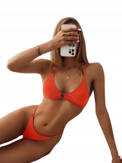 Strój Kostium Bikini Kąpielowy Do Pływania Dwuczęściowy Pomarańczowy M 1V7G