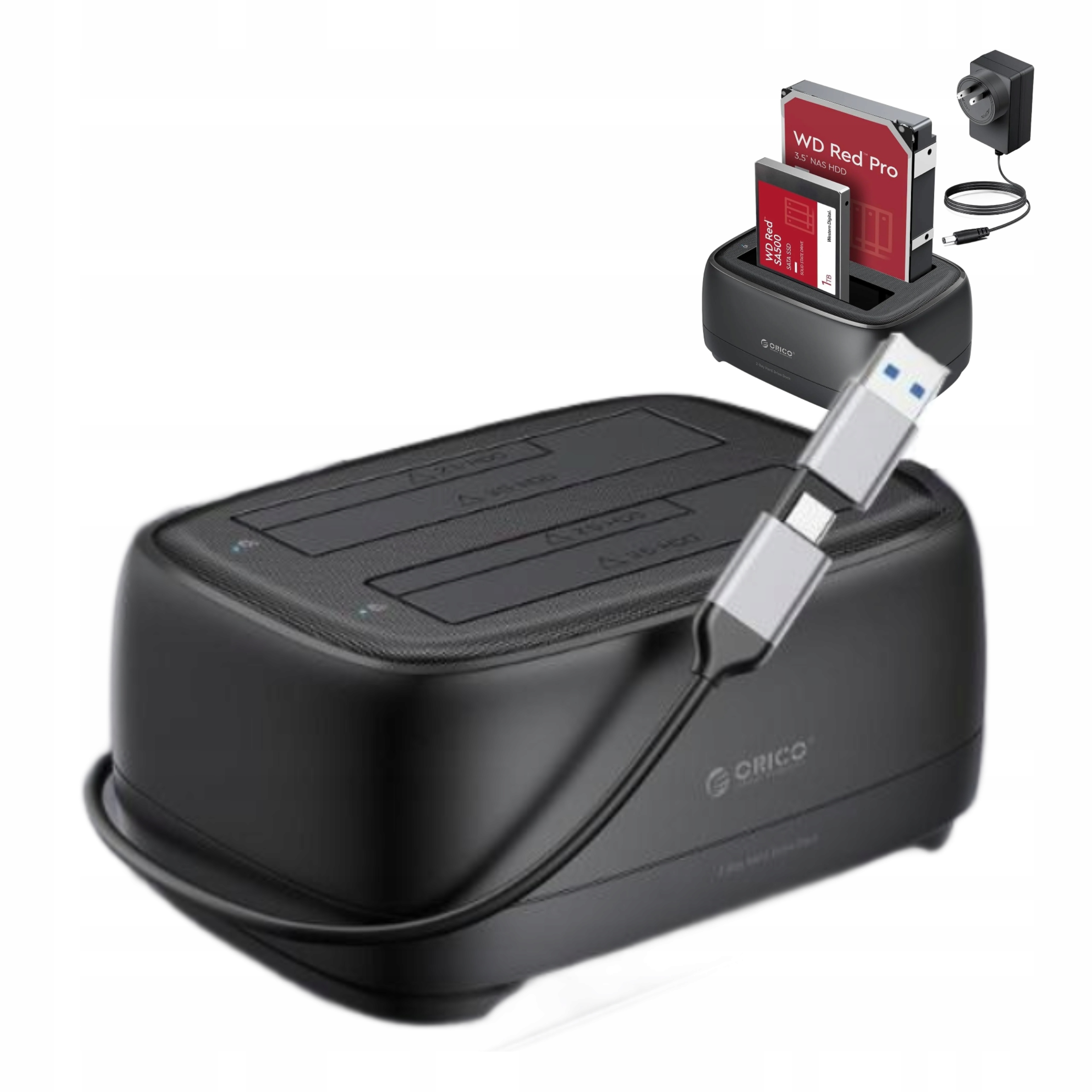 Stacja Dokujaca Hdd Ssd Dual Bay Usb 3.2 Gen1 Sata 2.5 3.5 12v 40tb