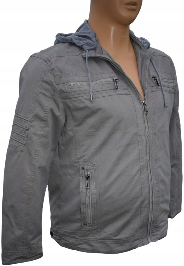 10 KURTKA BAWEŁNIANA WIOSENNA LETNIA JESIENNA SZARA ROZ. 5XL Marka bez marki