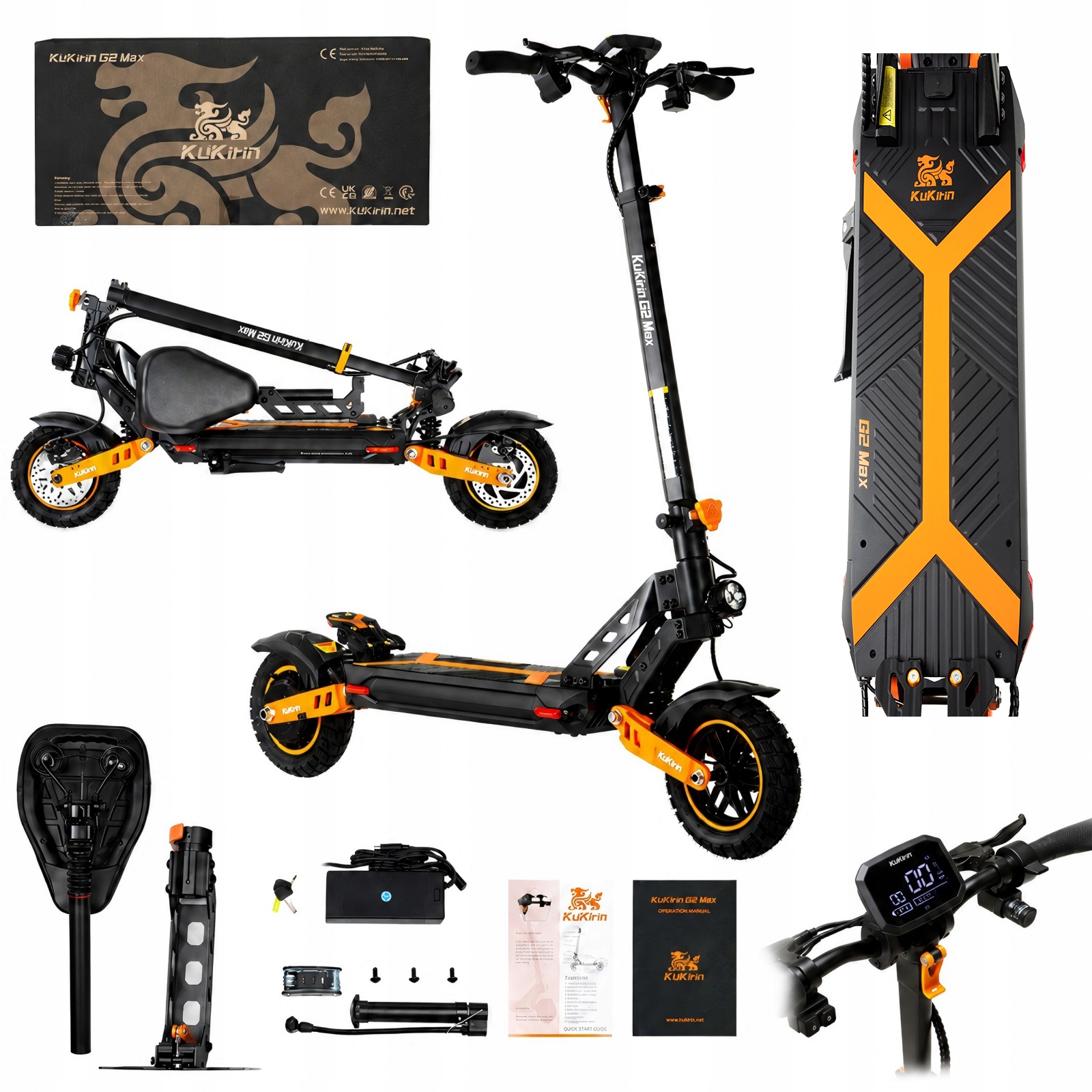 Elektromobil 2026 Kukirin G2 Max 1200W 55 km/h 80 km 20Ah 48V 10'' Pl Nové