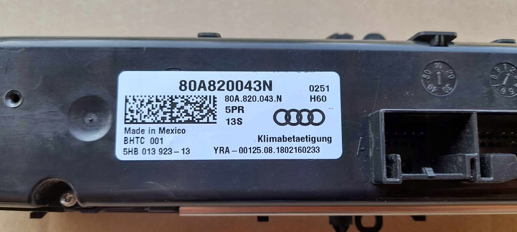 Unite commande clima AUDI Q5 II 80A820043N