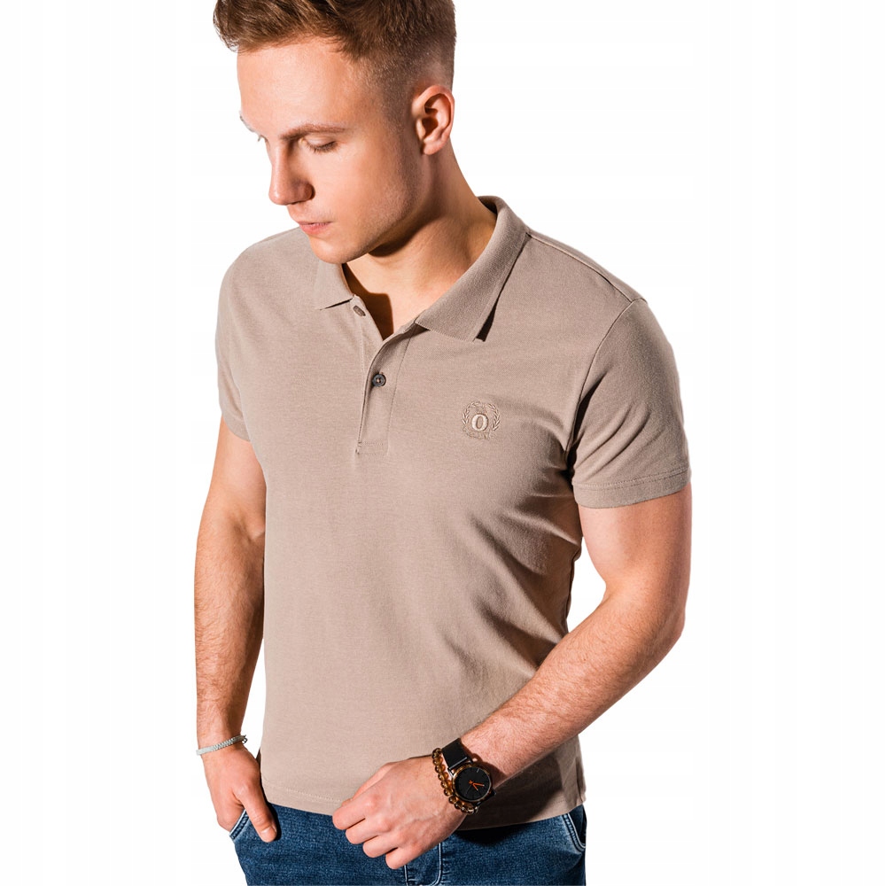 

Koszulka męska polo bez nadruku S1374 brązowa L