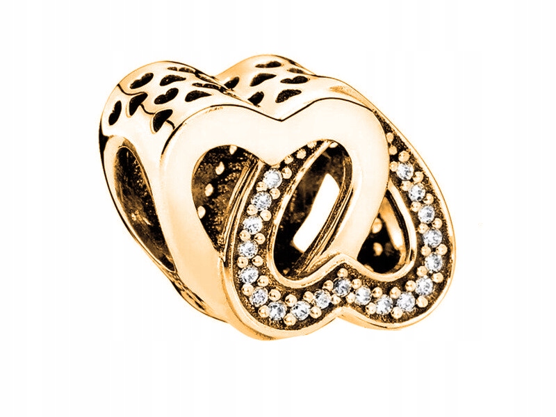 Zlatý přívěsek Dvě Srdce stříbro 925