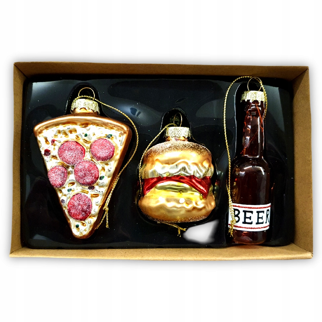 

Bombki choinkowe świąteczne Szklane pizza piwo