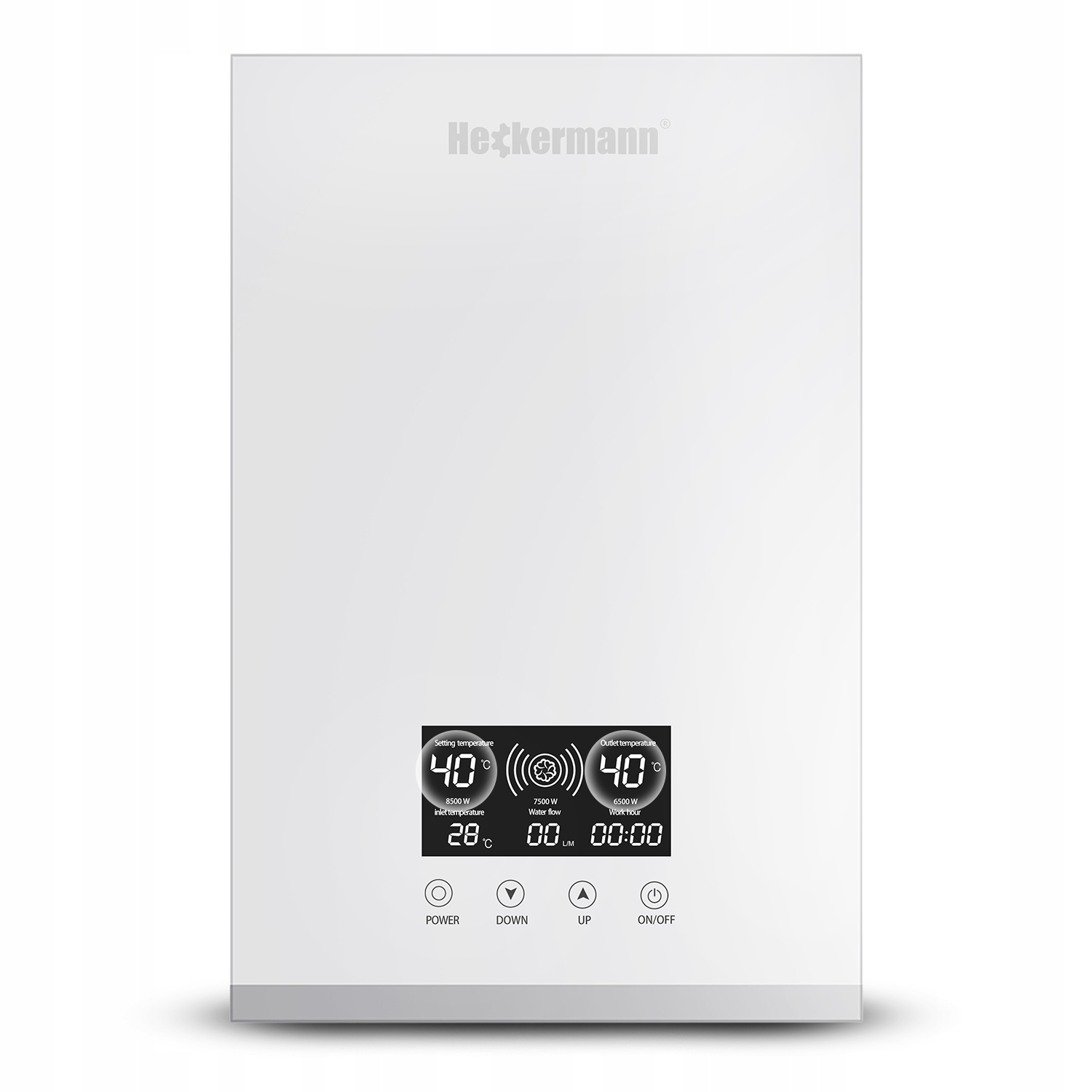 ELEKTRYCZNY PRZEPŁYWOWY PODGRZEWACZ WODY 230V 8,5kW 8500W + SŁUCHAWKA BIAŁY