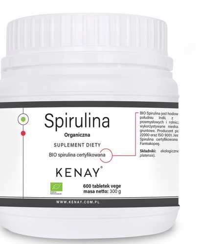 Spirulina Organiczna Certyfikowana 600t Kenay