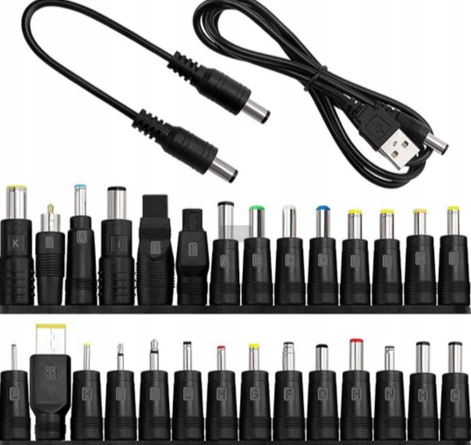 Uniwersalny zasilacz prądu stałego28-częściowy adapter wtykowy do beczki DC