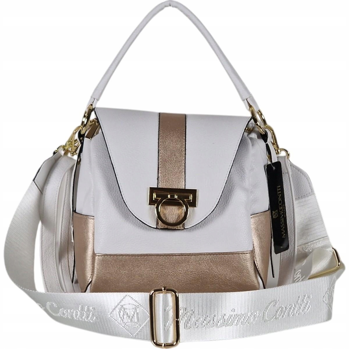 Massimo Contti kabelka kufřík kabelka přes rameno eko kůže bílá zlatá