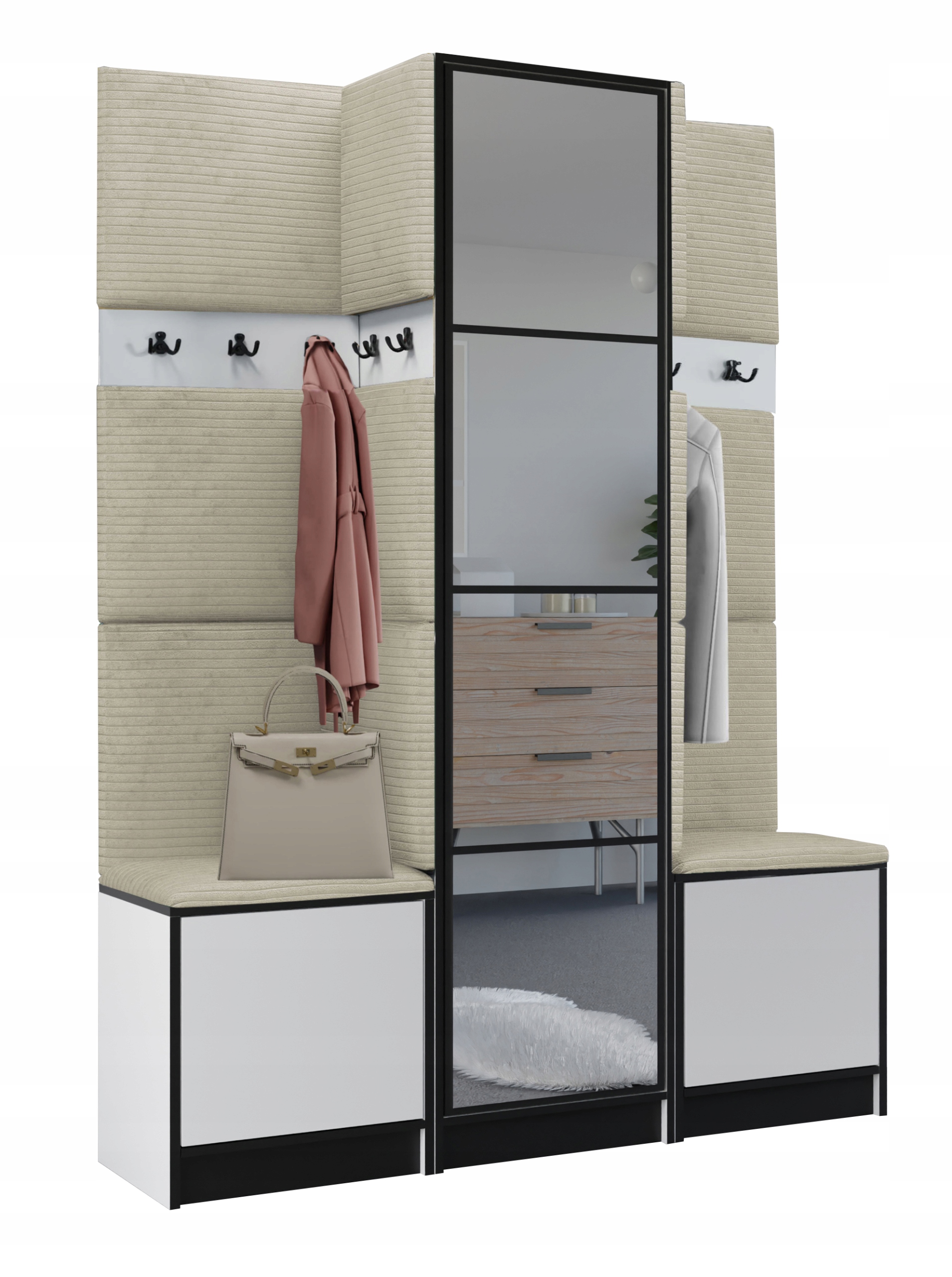 Šatní skříň Costa 16 bílá tkanina poso 100 béžová Vzor 1