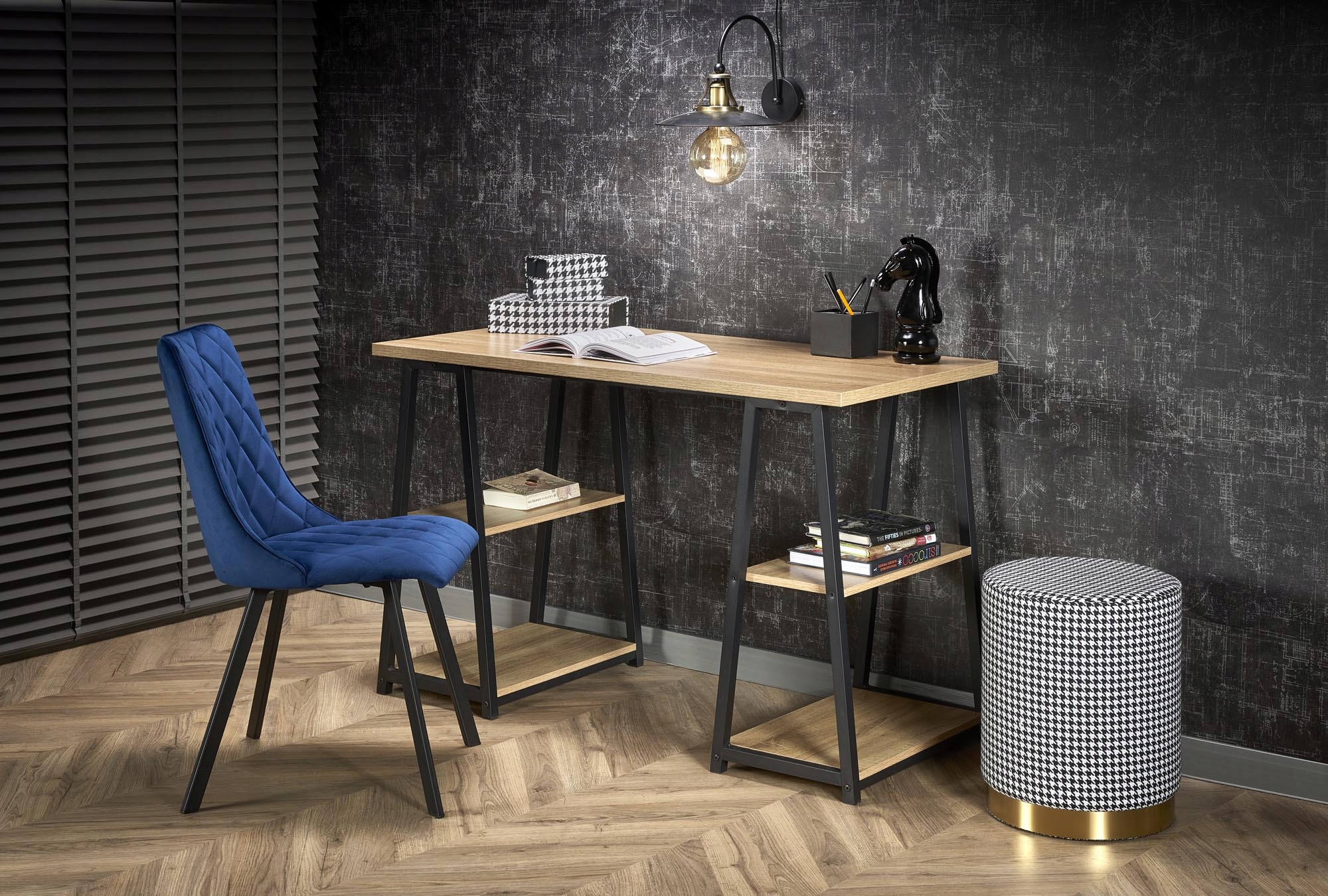 BIURKO DĄB SONOMA -CZARNE NOWOCZESNE