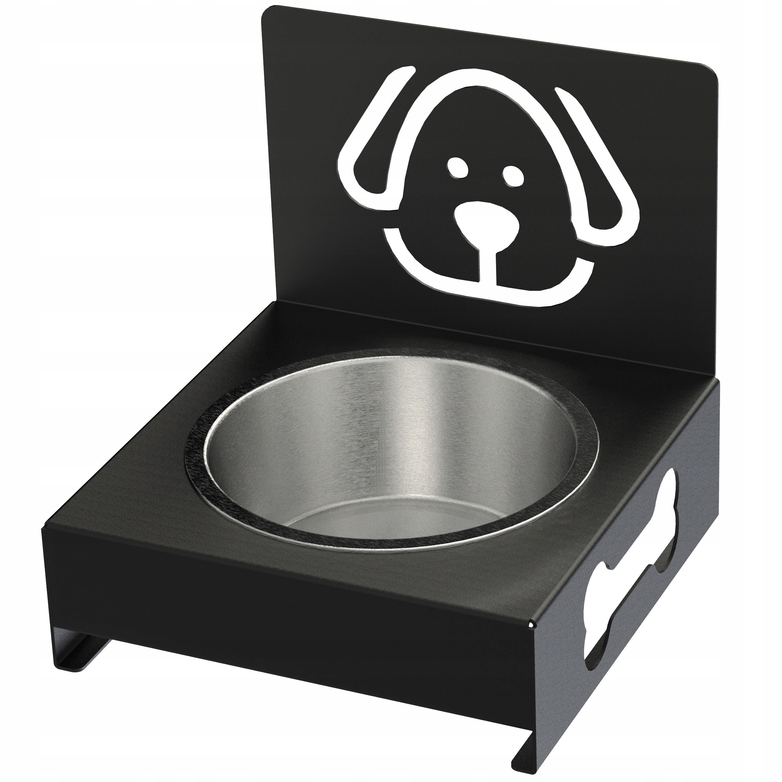 Levně Stojan na misky pro zvířata Pejsek ocelový černý, objem 1,8 L 18697