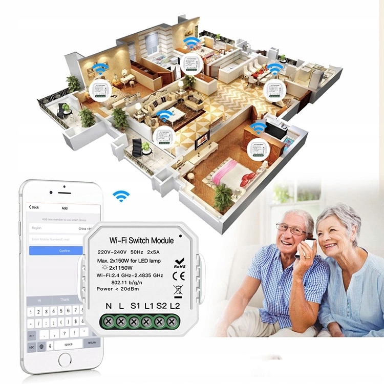 Przekaźnik WiFi TUYA z Alexa 2-kanałowy SMART HOME Komunikacja WiFi