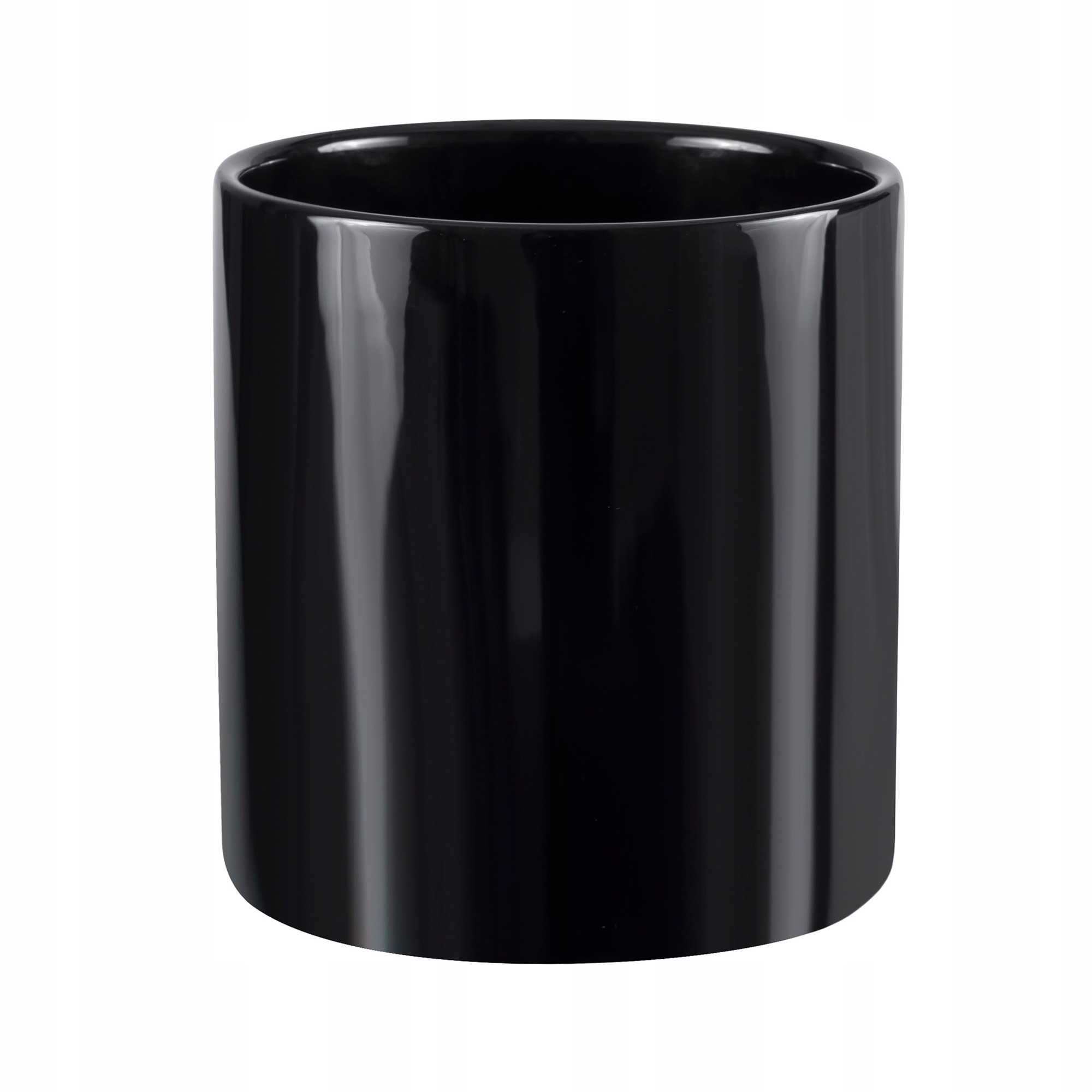 Doniczka osłonka ceramiczna Czarny połysk walec 20x20 cm szkliwiona gładka