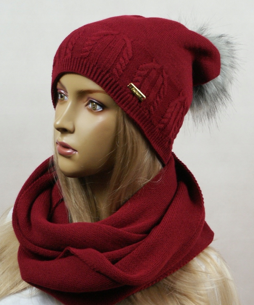 KOMPLET CZAPKA + KOMIN pompon # 19 Rozmiar uniwersalny