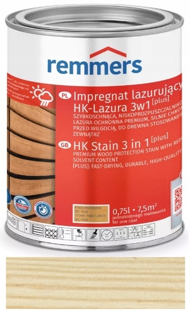 Remmers HK-Lazura 3w1 [plus] Impregnat bezbarwny 0,75l