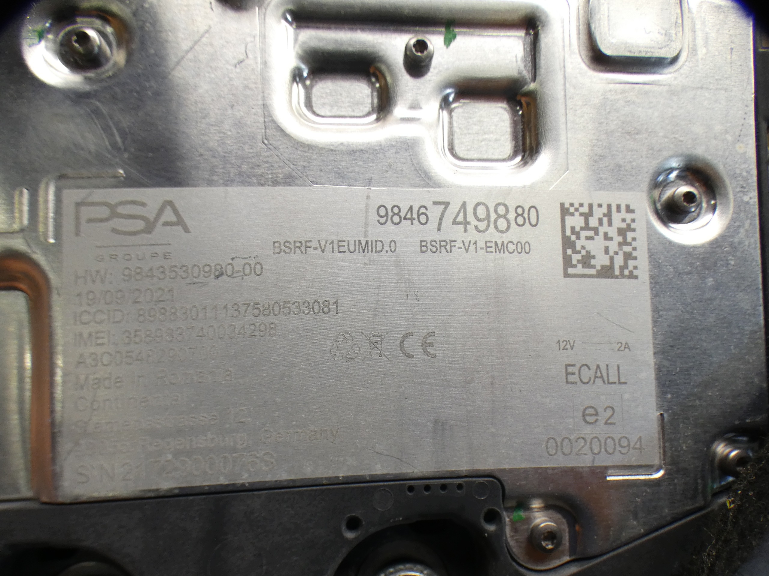 Antenne Module OPEL ASTRA L CITROEN DS4 II 9846749880