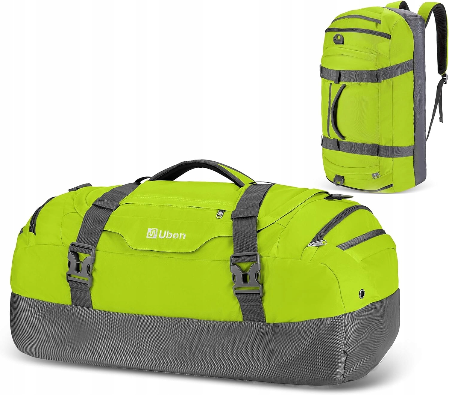 Ubon Torba Podróżna 80L XXL Plecak 4w1 Sportowy z Komorą na Buty Zielona
