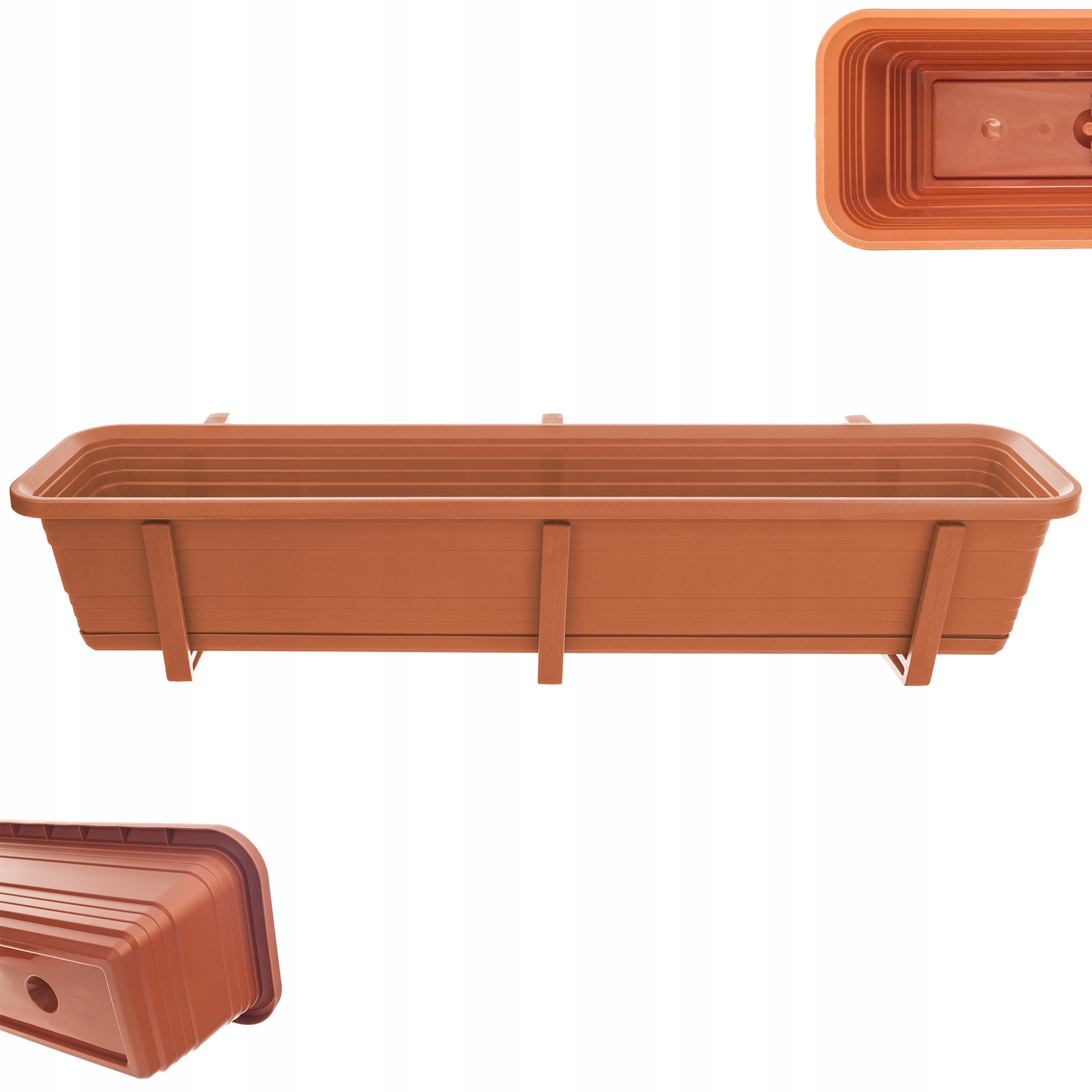 SKRZYNKA BALKONOWA DONICZKA DONICA 80cm UCHWYTY PODSTAWKA BALKON BALUSTRADĘ