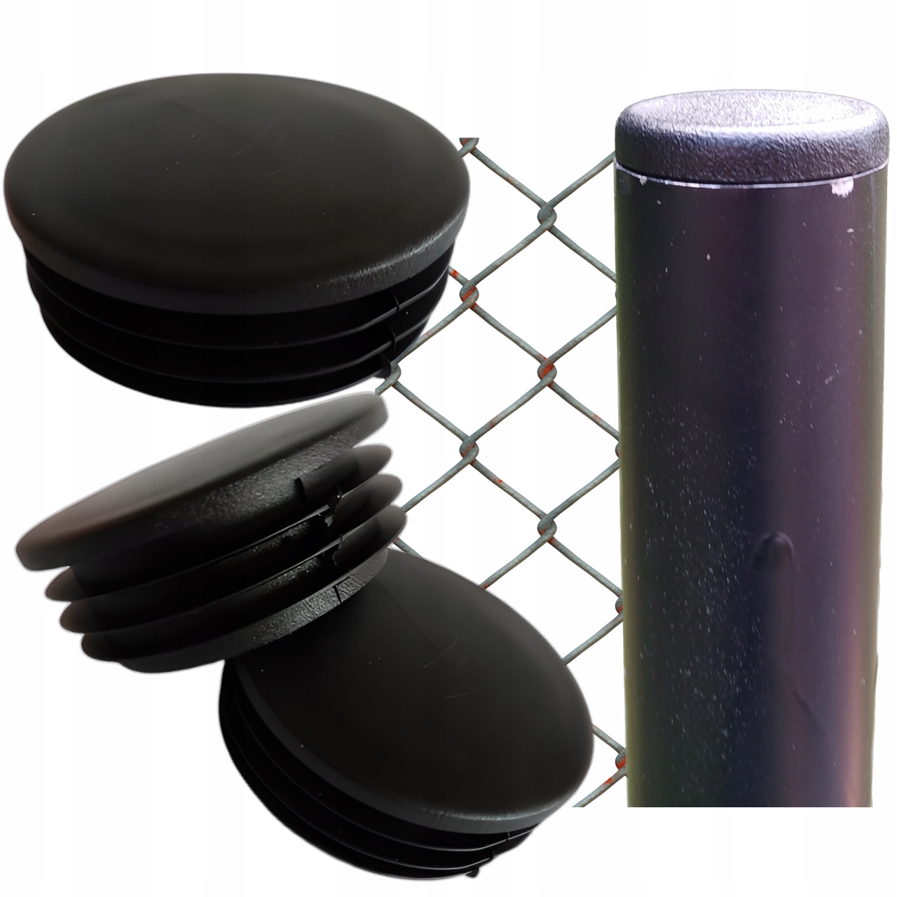 Vnitřní krytka na profil zátky trubek Fi 60 100 Ks Černá