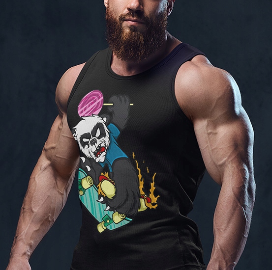TANK TOP ŚMIESZNE PANDA SKATE Marka inna