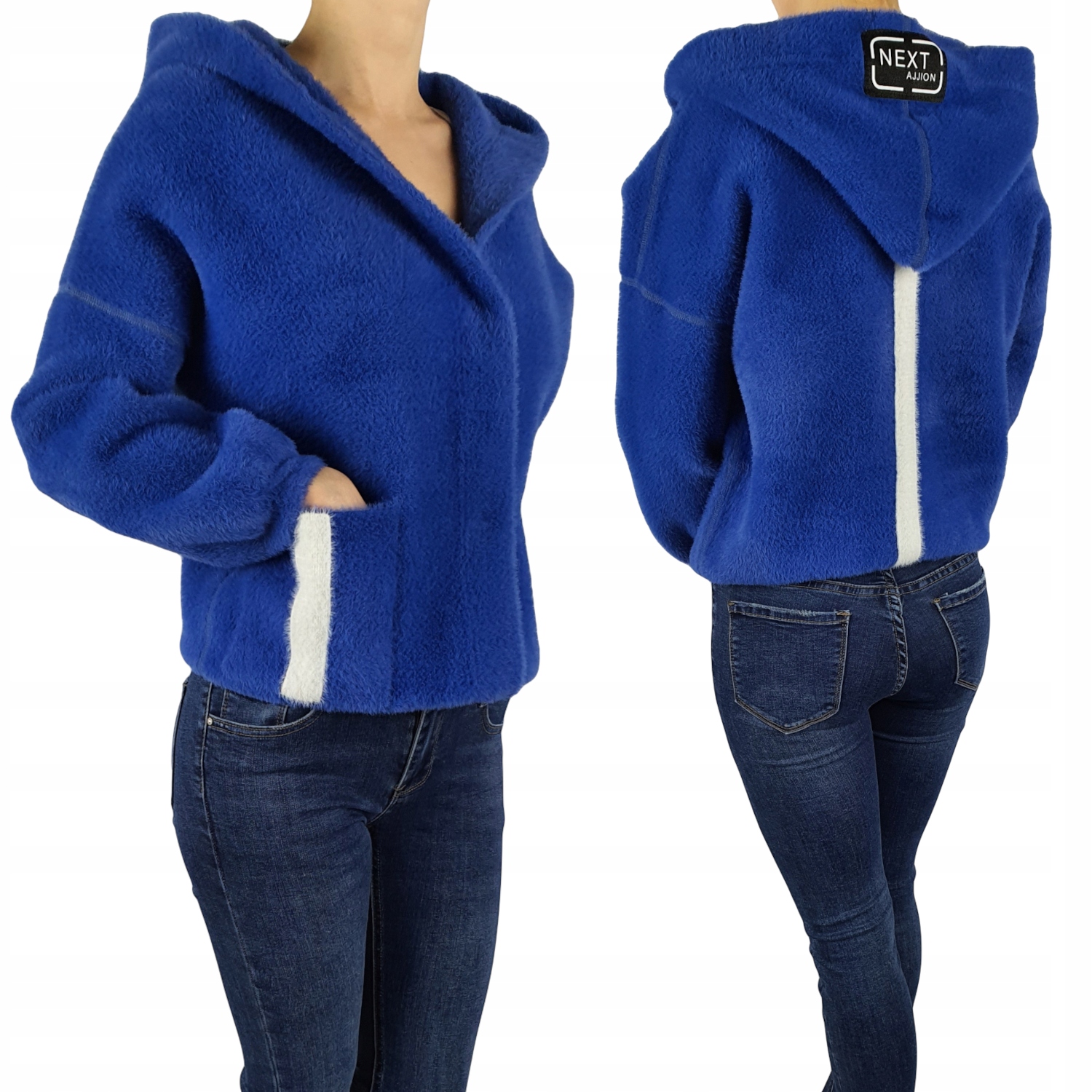 Damska Kurtka Alpaka Kaptur Oversize Młodziżowa