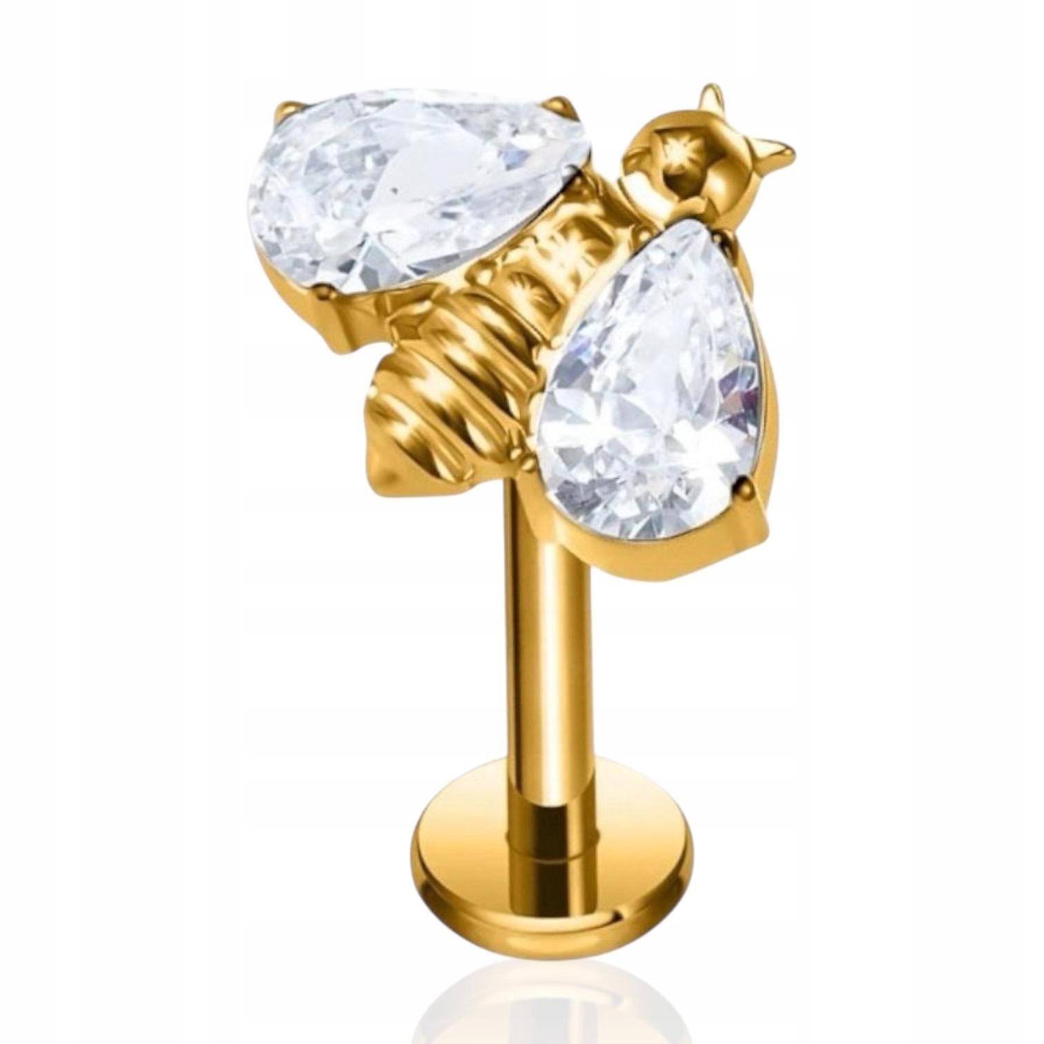 Kolczyk Piercing Złoty labret pszczoła z cyrkoniami Tytan Conch 1.2/6