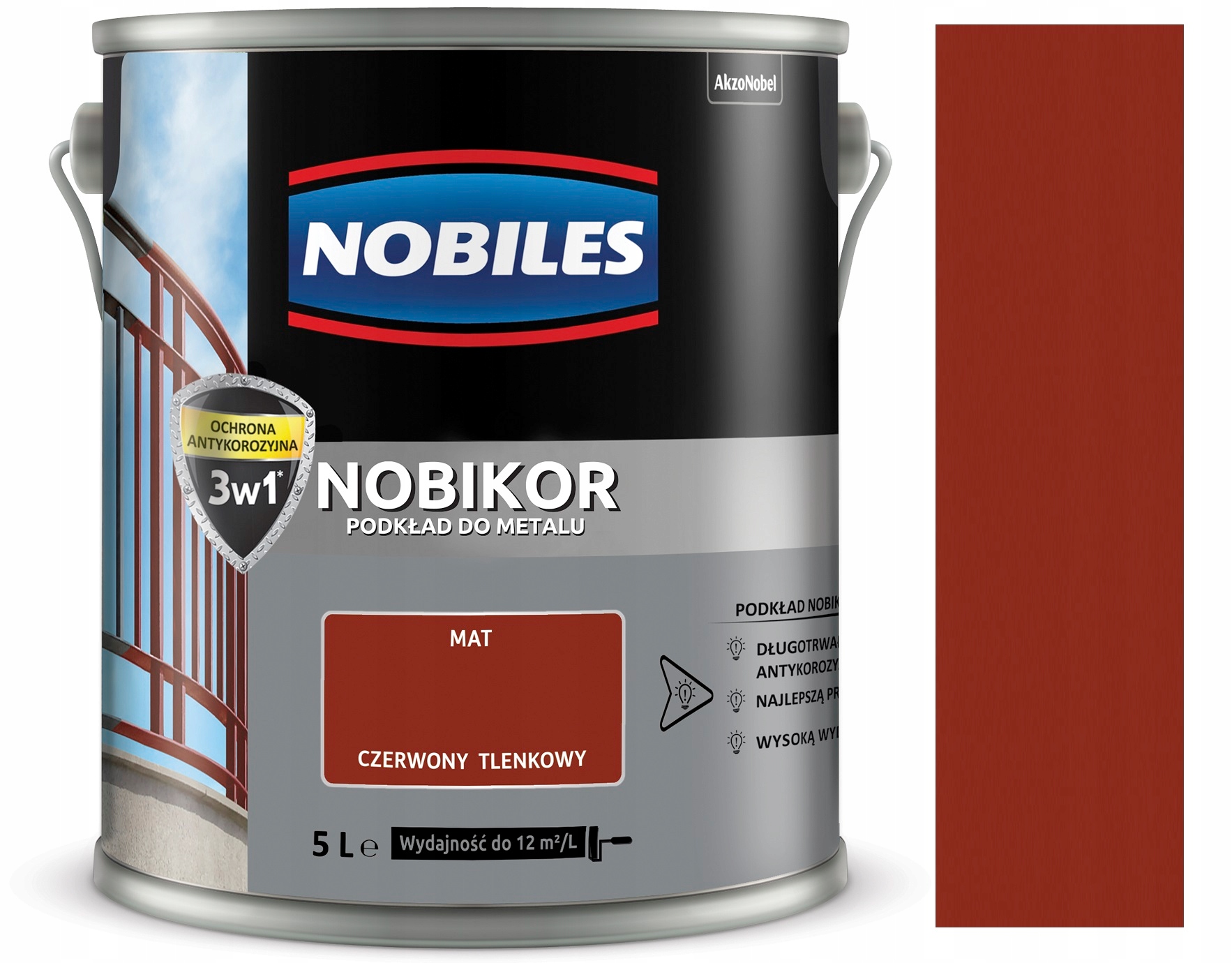 Nobiles Nobikor Antykorozyjny Podkład Do Metalu Czerwony Tlenkowy 5L