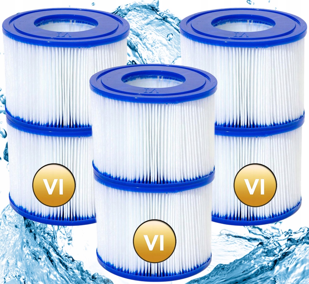 6 x Filtr Bazénového Čerpadla Jacuzzi Bestway Filtrační Vložka 60311 Typ VI
